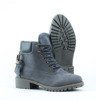 Grey, insulated boots with thick sole and embossed eco-Ira-suede - Shoes