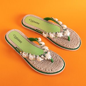 Grüne Damen-Flip-Flops mit Jefis-Dekor - Schuhe