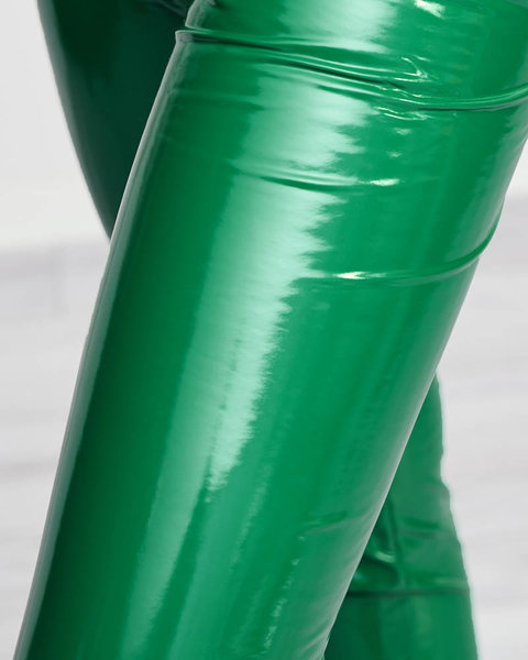 Grüne Damen-Leggings aus Vinyl - Kleidung