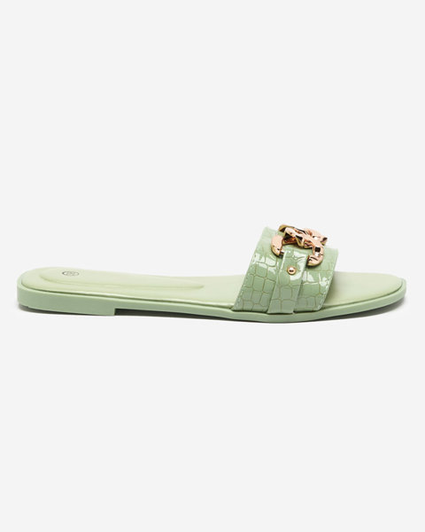 Grüne Damenhausschuhe mit Metallkette Meritala - Schuhe