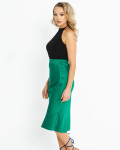 Grüner Satin-Midirock für Damen - Kleidung