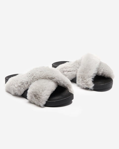 Hausschuhe mit Fell in Grau Mashte - Footwear