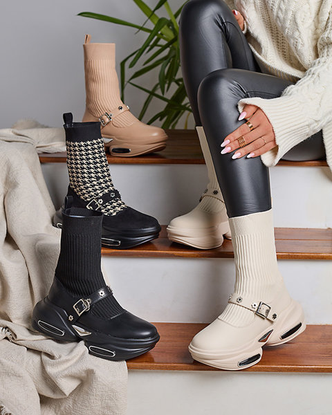 Hellbraune Damen-Sportstiefel mit Schaft a'la sock Folden- Footwear
