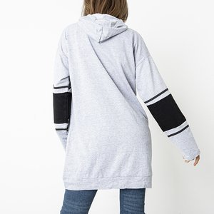 Hellgraues Damen-Sweatshirt mit Aufdruck - Kleidung