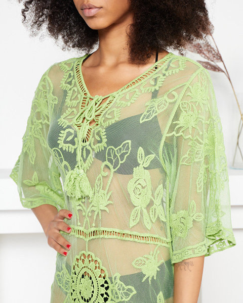 Hellgrünes Pareo-Sommerkleid aus Spitze - Kleidung
