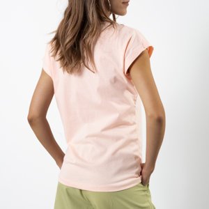 Hellrosa Damen-Baumwoll-T-Shirt mit der Aufschrift - Kleidung