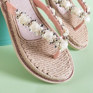 Hellrosa Damen-Flip-Flops mit Jefis-Dekor - Schuhe