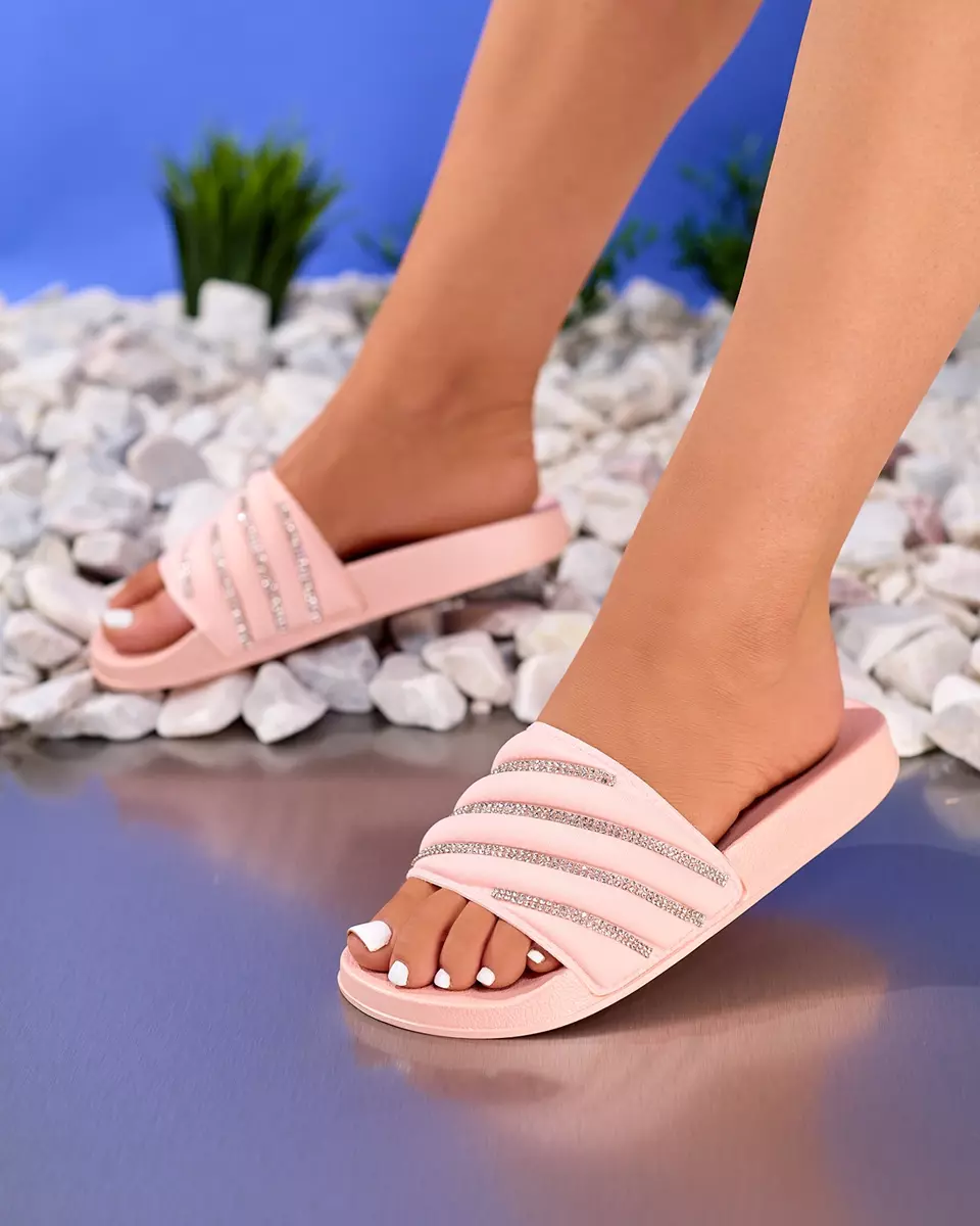 Hellrosa Damen Flip-Flops mit Zirkonen Erikis - Schuhe