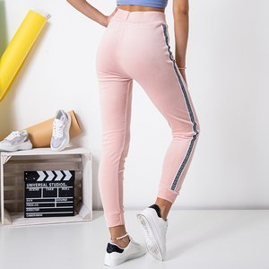 Hellrosa Jogginghose für Frauen mit Streifen - Kleidung