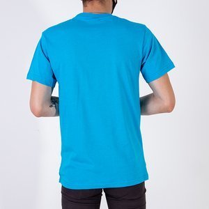Herren Blue Cotton T-Shirt - Kleidung