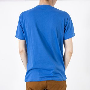 Herren-T-Shirt aus kobaltblauer Baumwolle mit Aufdruck - Kleidung