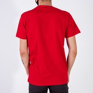 Herren rotes Baumwoll-T-Shirt mit Aufdruck - Kleidung