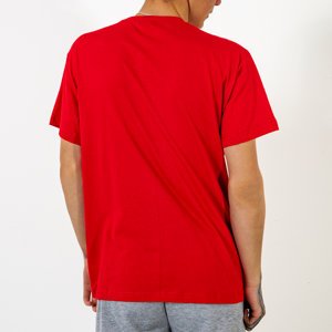 Herren rotes Baumwoll-T-Shirt mit Aufdruck - Kleidung