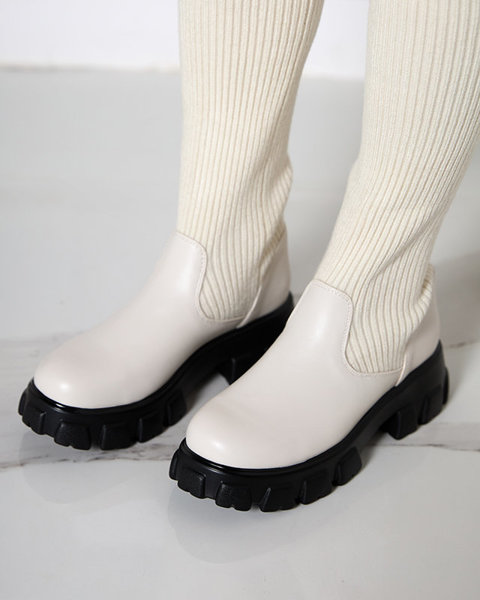 Hohe Damen-Slipper in Ecru Farbe Alerpi- Footwear