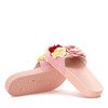 Jedinna rosa Hausschuhe mit dekorativen Blumen - Schuhe