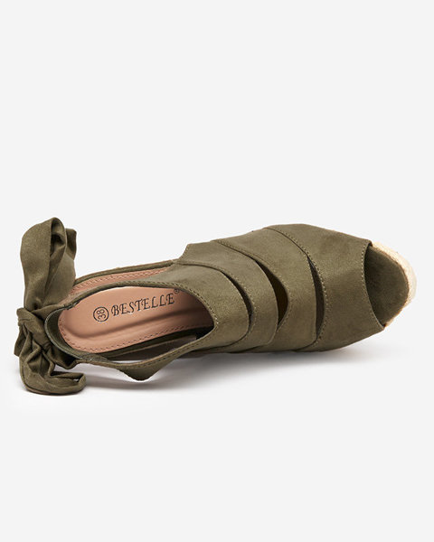 Khakifarbene Öko-Wildleder-Sandalen für Damen Evofi- Footwear