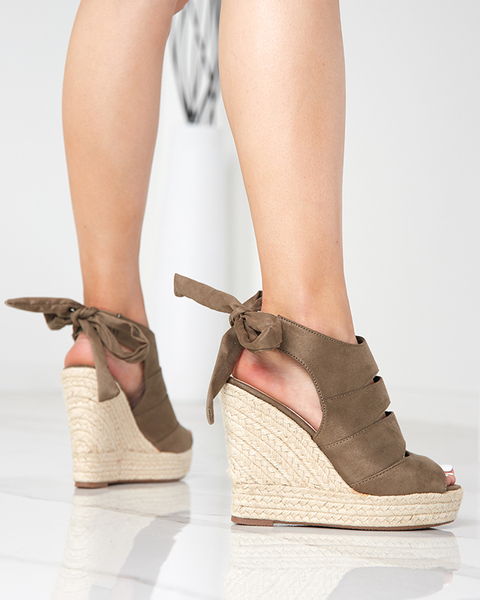 Khakifarbene Öko-Wildleder-Sandalen für Damen Evofi- Footwear