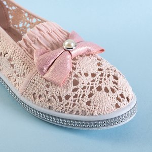 Kinder rosa Spitze Slip auf Ozara - Schuhe