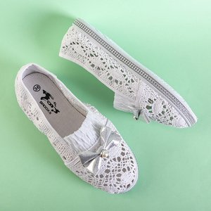 Kinder weiße Spitze Slip auf Ozara - Schuhe