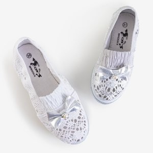 Kinder weiße Spitze Slip auf Ozara - Schuhe