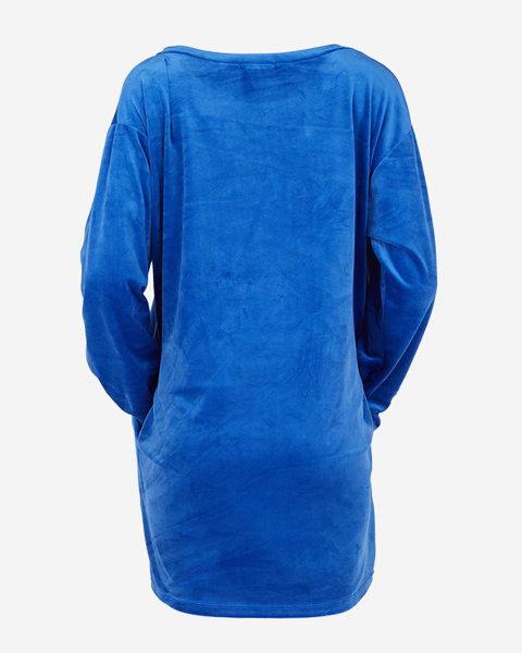 Lange Tunika für Damen in Kobaltblau mit Zirkonia - Kleidung