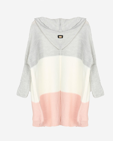 Langer Cape-Pullover für Damen in Grau, Creme und Rosa - Kleidung