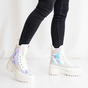 Licynia weiße Stiefeletten mit flachem Absatz für Damen - Schuhe