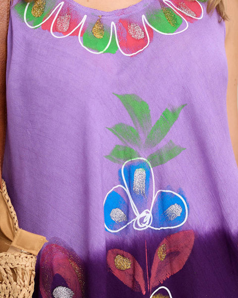 Lila Strand-Cape-Kleid für Damen mit Blumenmuster - Bekleidung