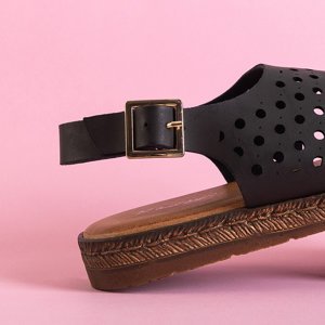 Lionetta schwarze durchbrochene Damensandalen - Schuhe