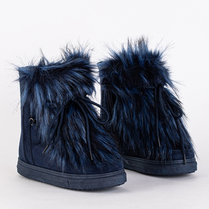 Marineblaue Damen-Schneestiefel mit Fell Cerika - Schuhe