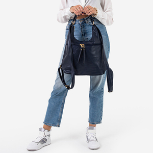 Marineblaue Damenhandtasche - Öko-Lederrucksack - Accessoires