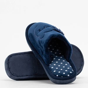 Marineblaue Damenpantoffeln mit Schleife Mommis - Schuhe