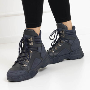 Marineblaue Schnürstiefeletten für Damen Tedera - Schuhe