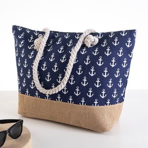 Marineblaue Strandtasche mit Ankern - Handtaschen