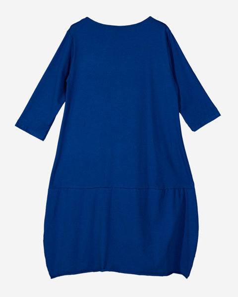 Marineblaues Damenkleid mit Aufdruck und abgeschnittenem Saum - Kleidung
