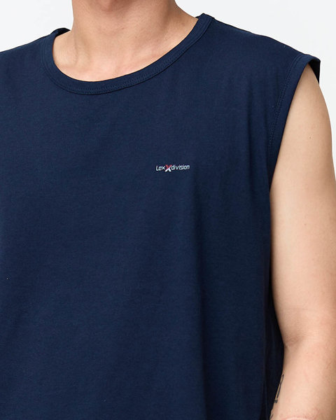 Marineblaues ärmelloses Herren-T-Shirt - Kleidung