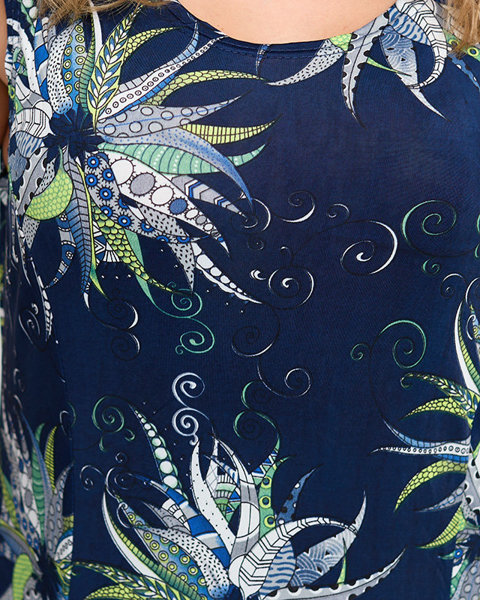 Marineblaues kurzes Damenkleid mit Blumenmuster - Kleidung