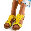Neongelbe Damensandalen mit Blumen Madlen - Footwear