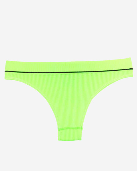 Neongrüner gerippter Damenslip mit sportlichen Aufschriften - Unterwäsche
