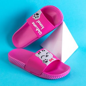 Neonpinke Damensandalen mit Cattuso-Katze - Schuhe