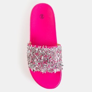Neonrosa Damenhausschuhe mit Zirkonia Onesti - Schuhe