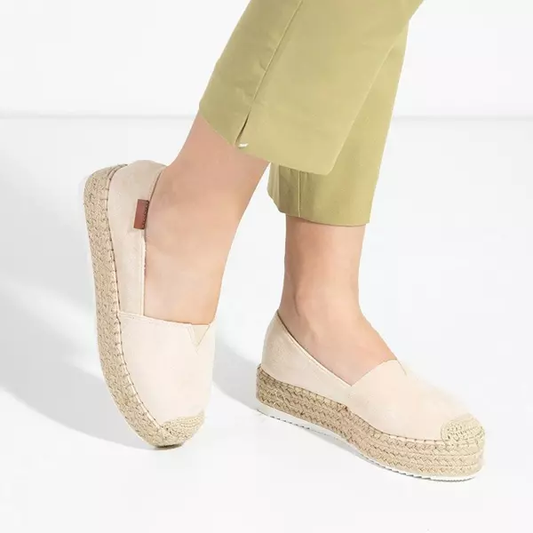 OUTLET Beige Espadrilles für Damen auf der Molandia-Plattform - Schuhe