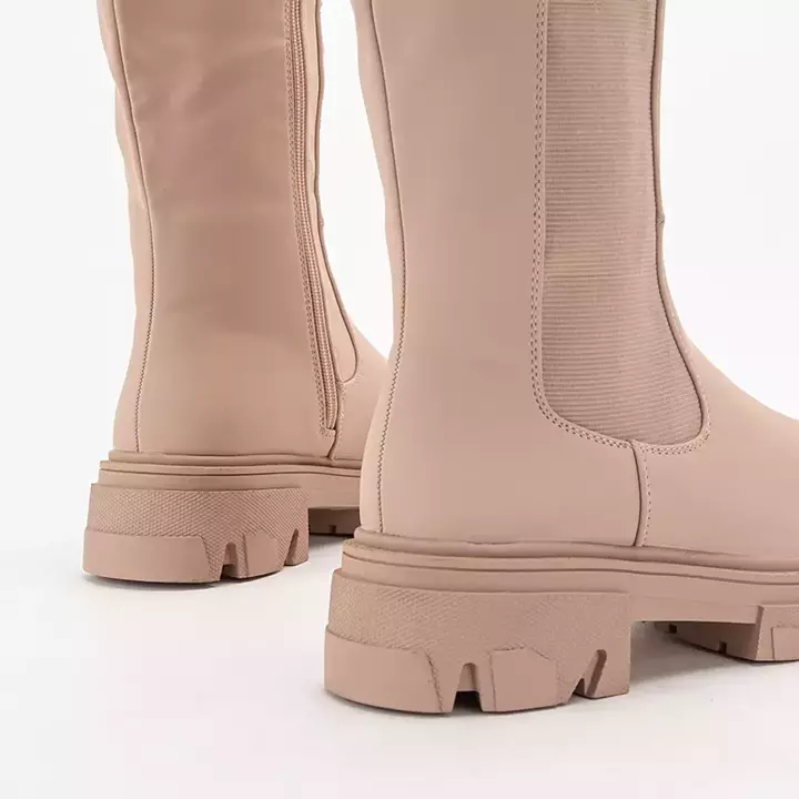 OUTLET Beige Halbhohe Stiefel für Damen Promase - Schuhe