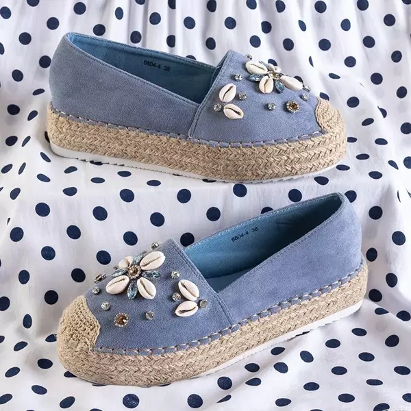 OUTLET Blaue Damen-Espadrilles mit Loranda-Dekoration - Schuhe