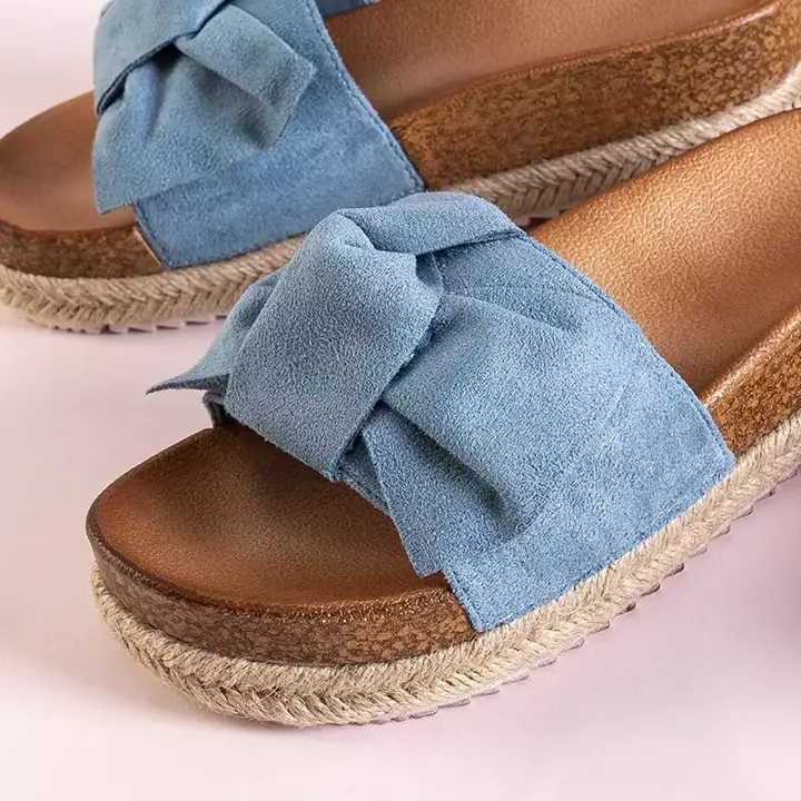 OUTLET Blaue Damenhausschuhe mit Jenis-Schleife - Schuhe