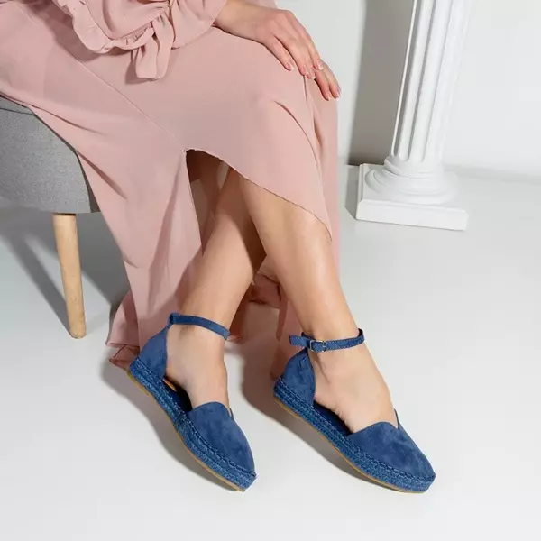 OUTLET Blaue Damensandalen a'la Espadrilles auf der Monata-Plattform - Schuhe