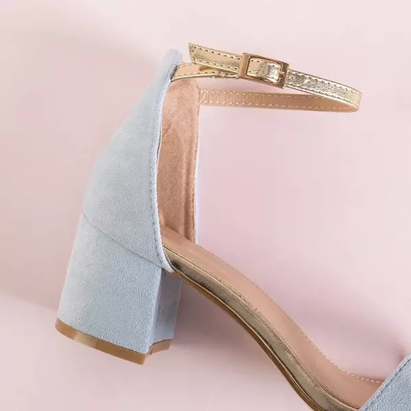 OUTLET Blaue Damensandalen mit niedrigem Absatz Kamalia - Schuhe