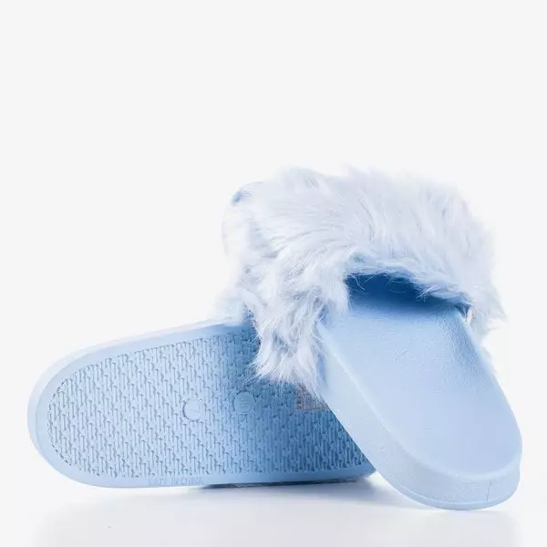 OUTLET Blaue Hausschuhe mit Fell Millie- Footwear