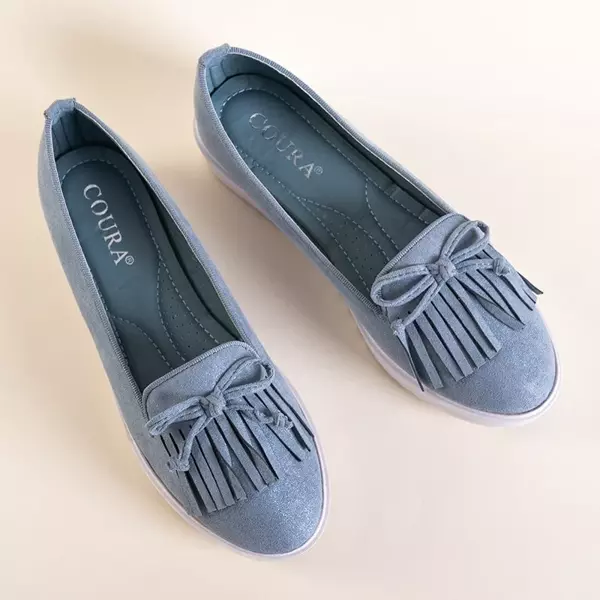 OUTLET Blaue Mokassins für Frauen mit Quasten und Laureana-Schleife - Schuhe