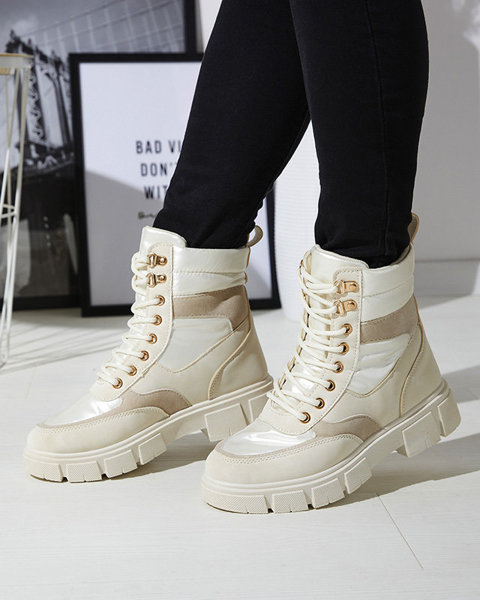 OUTLET Cream ungeheizte Damen Trapper Boots Kasemi - Footwear